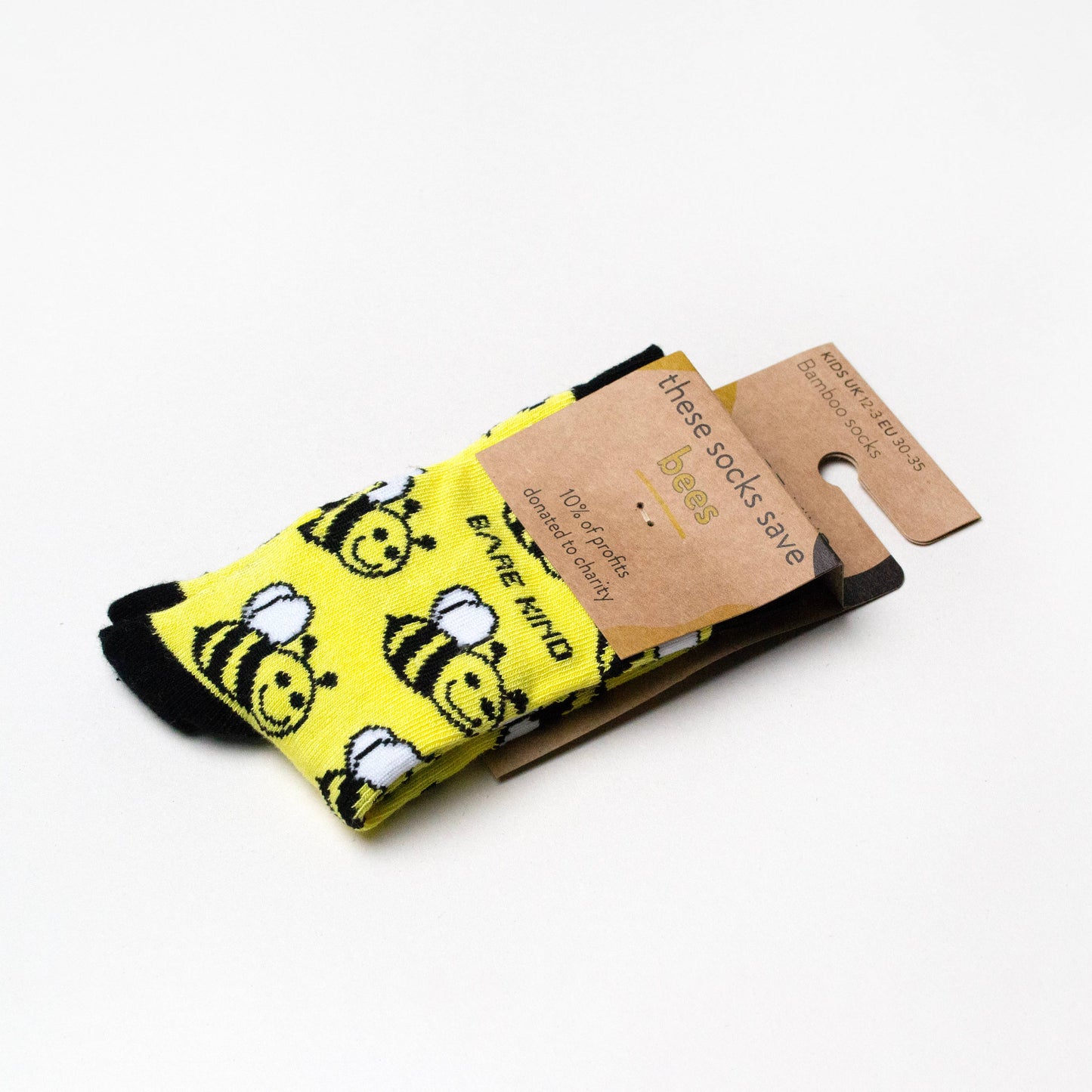 Bare Kind - Bee Socks | Child Bamboo Socks | Yellow Socks: Single Pair / Bees / Age 9-12yrs | UK Size Kids 12-3