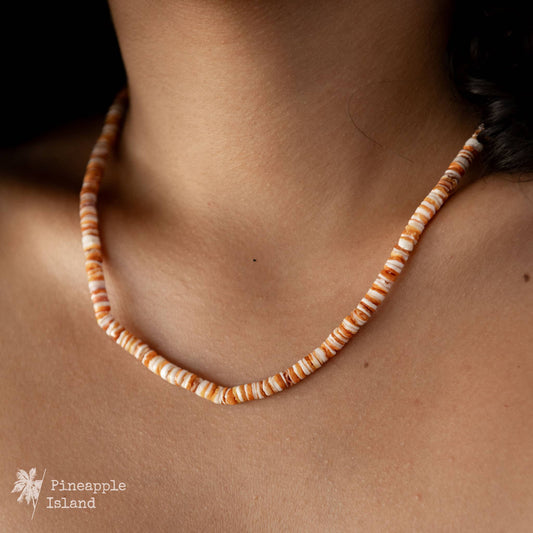 Pineapple Island Ahiki Natural Bead Necklace: Orange