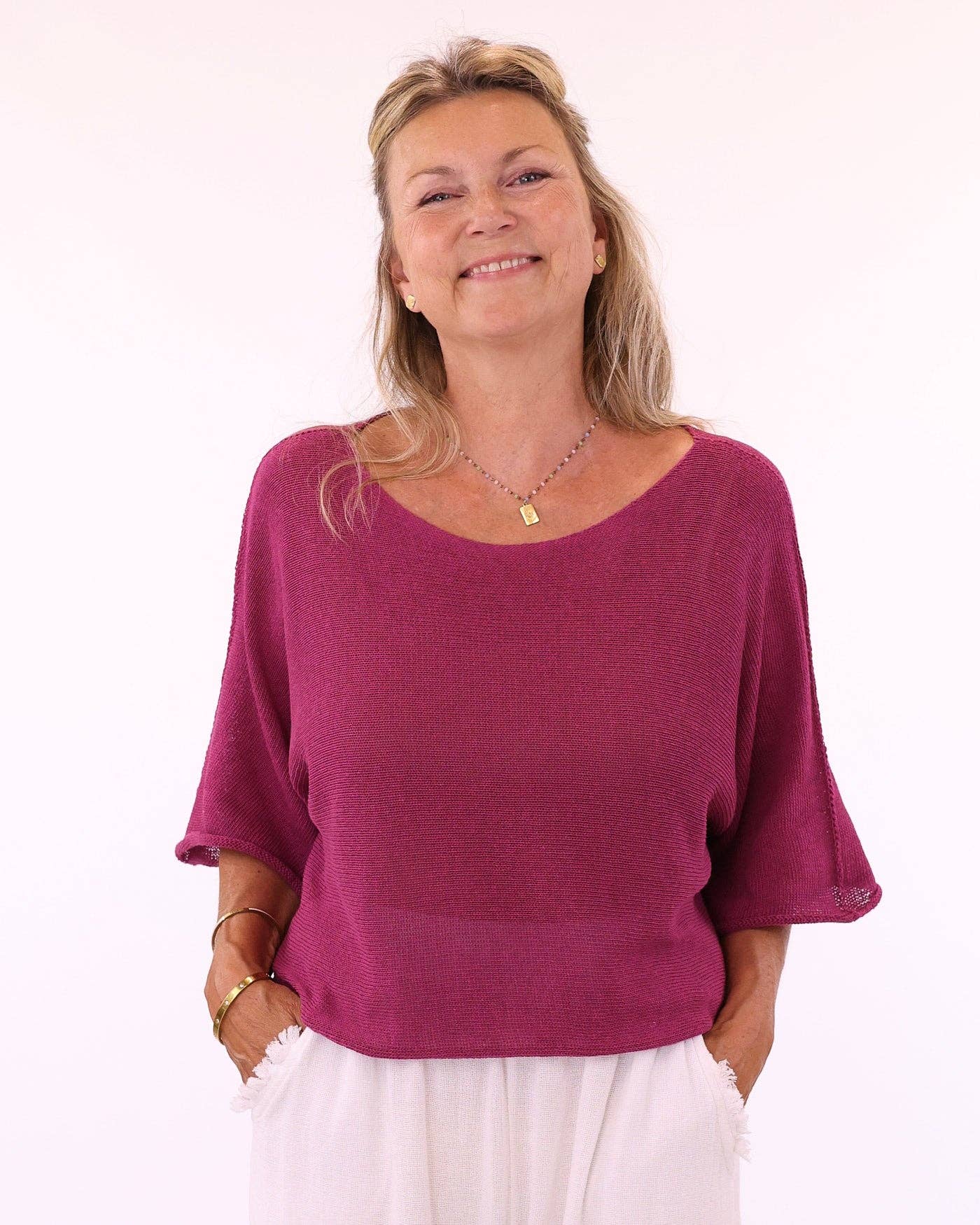 Cadenza - Cotton Blend Short Tunic Top