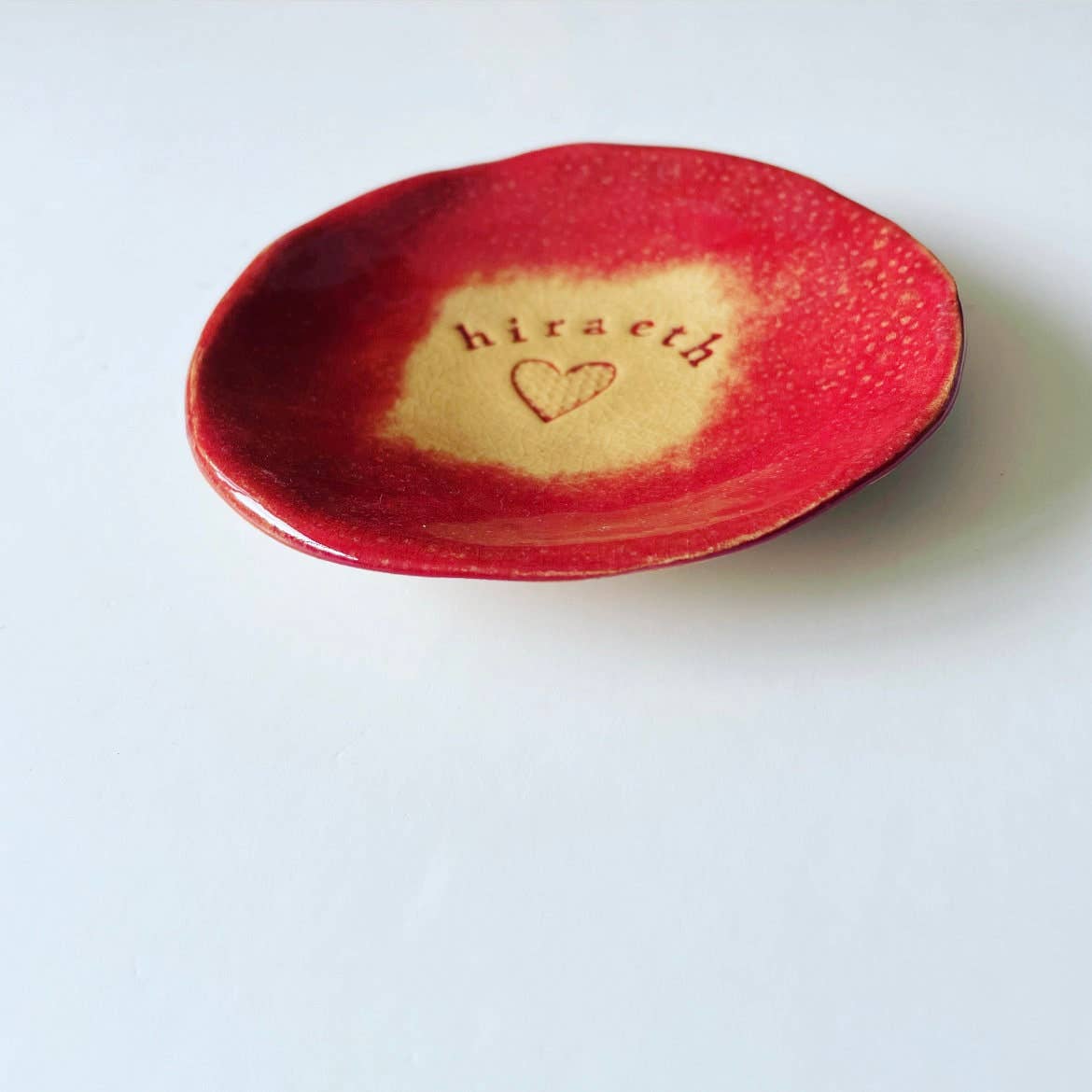 Hiraeth Ceramic Trinket Dish: Welsh Home Longing, Red Glaze