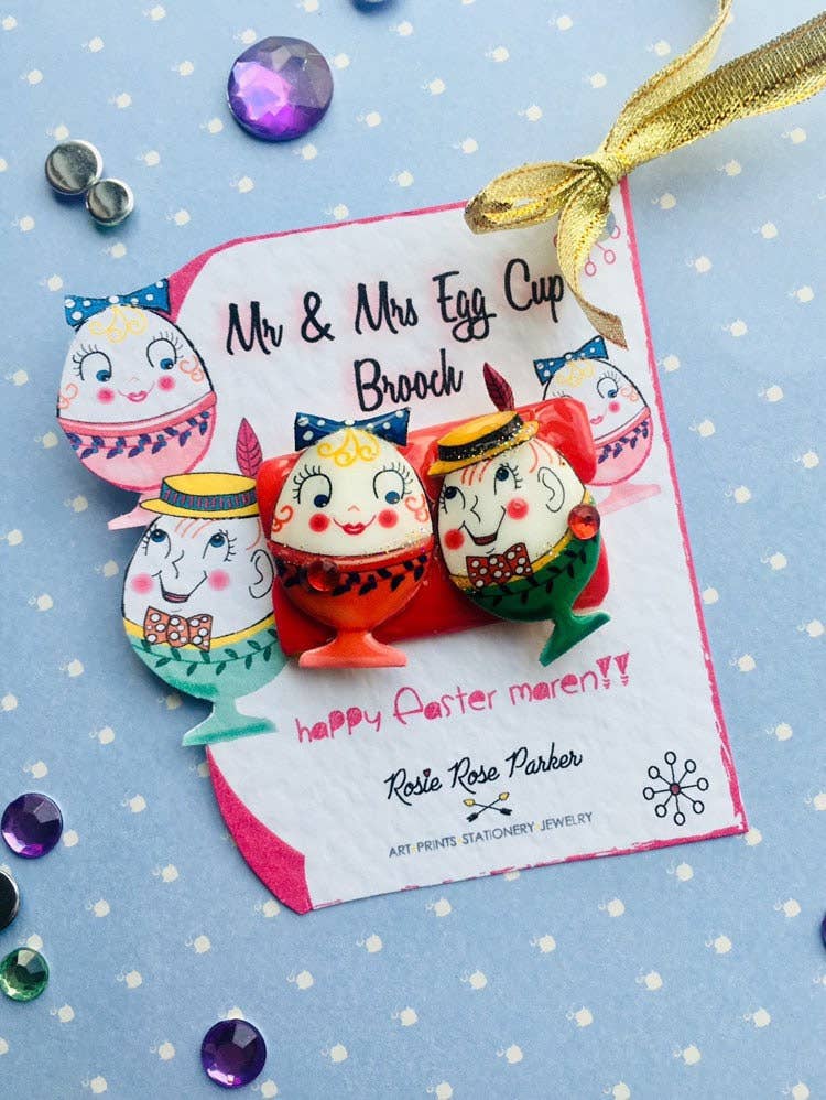 Rosie Rose Parker - Cute egg cup brooch