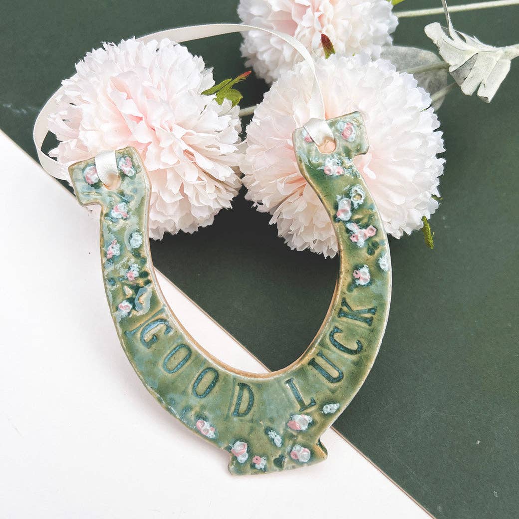Green Meadow Good Luck Ceramic Wedding Horseshoe
