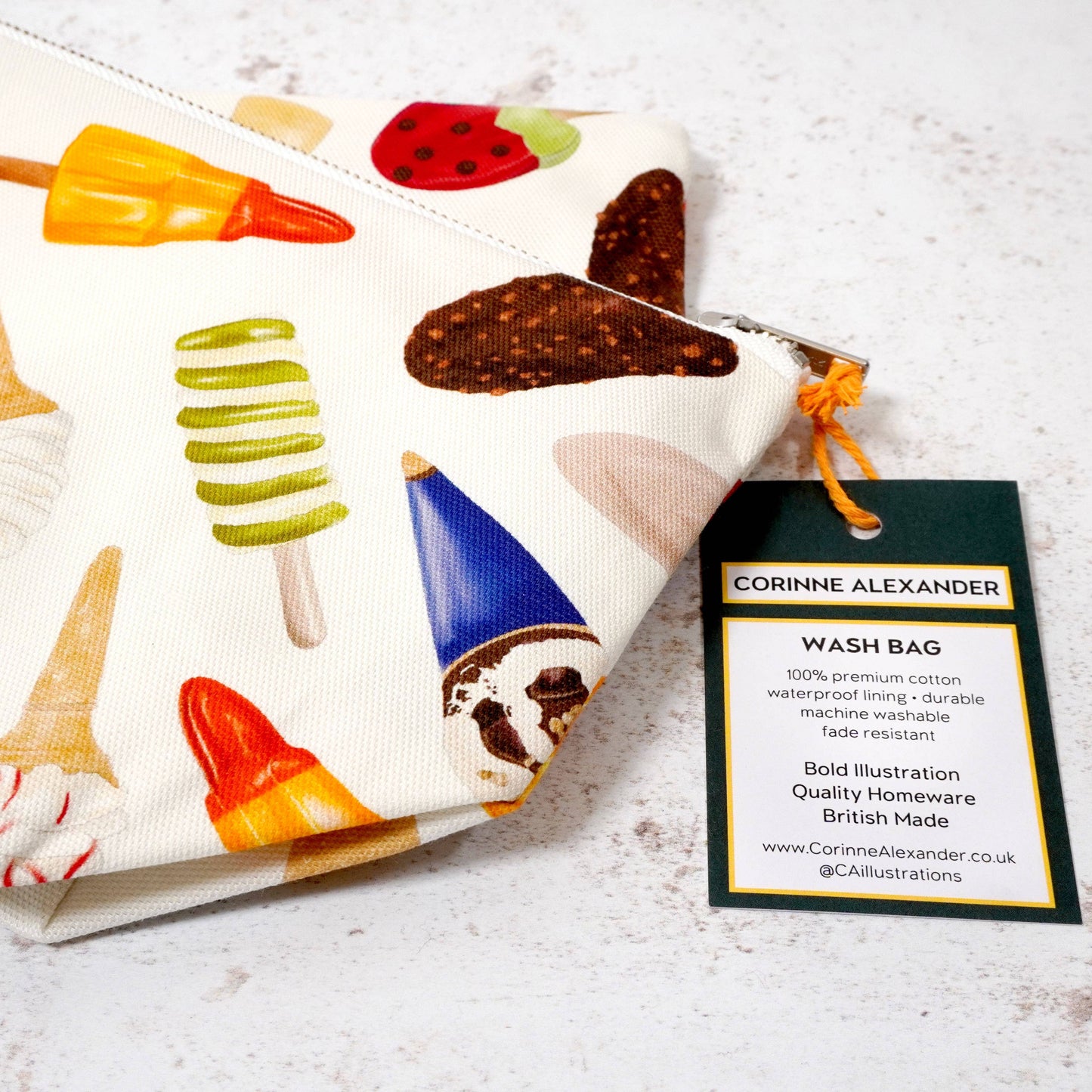 Ice Cream Wash Bag - British Made - Cosmetic Bag - Funny