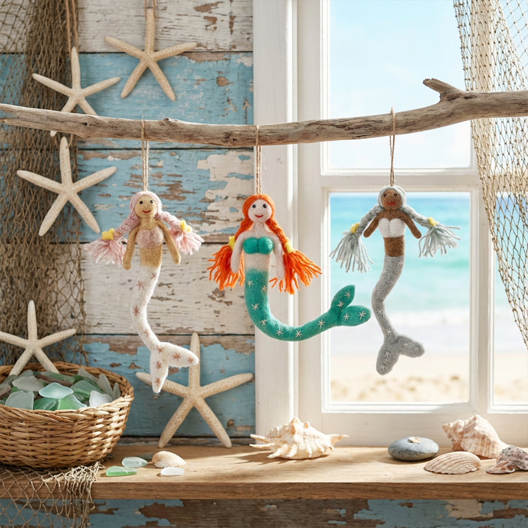 Handmade Felt Magical Mermaids Hanging Decorations