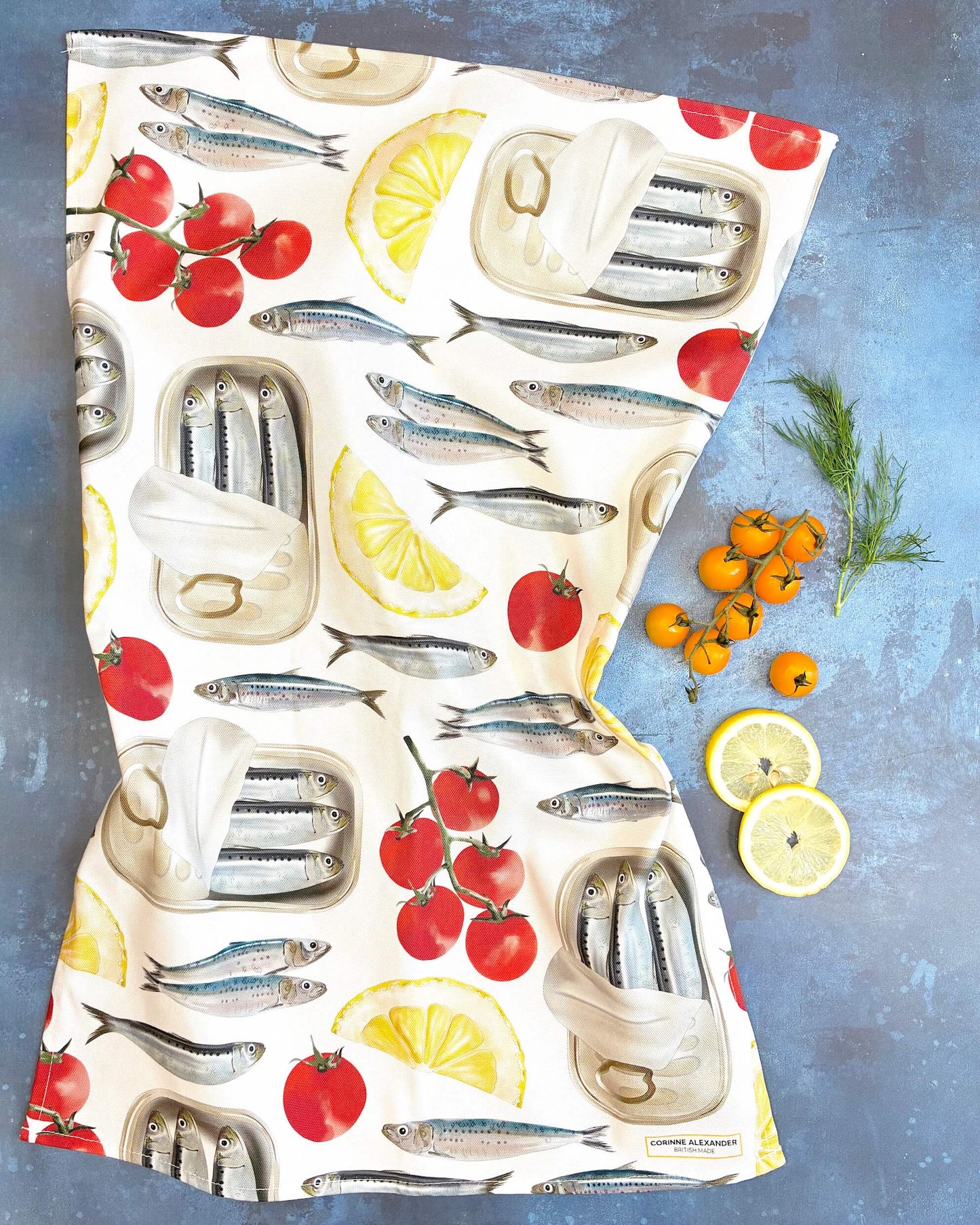 Sardine Tea Towel - British - 100% Cotton - Seaside