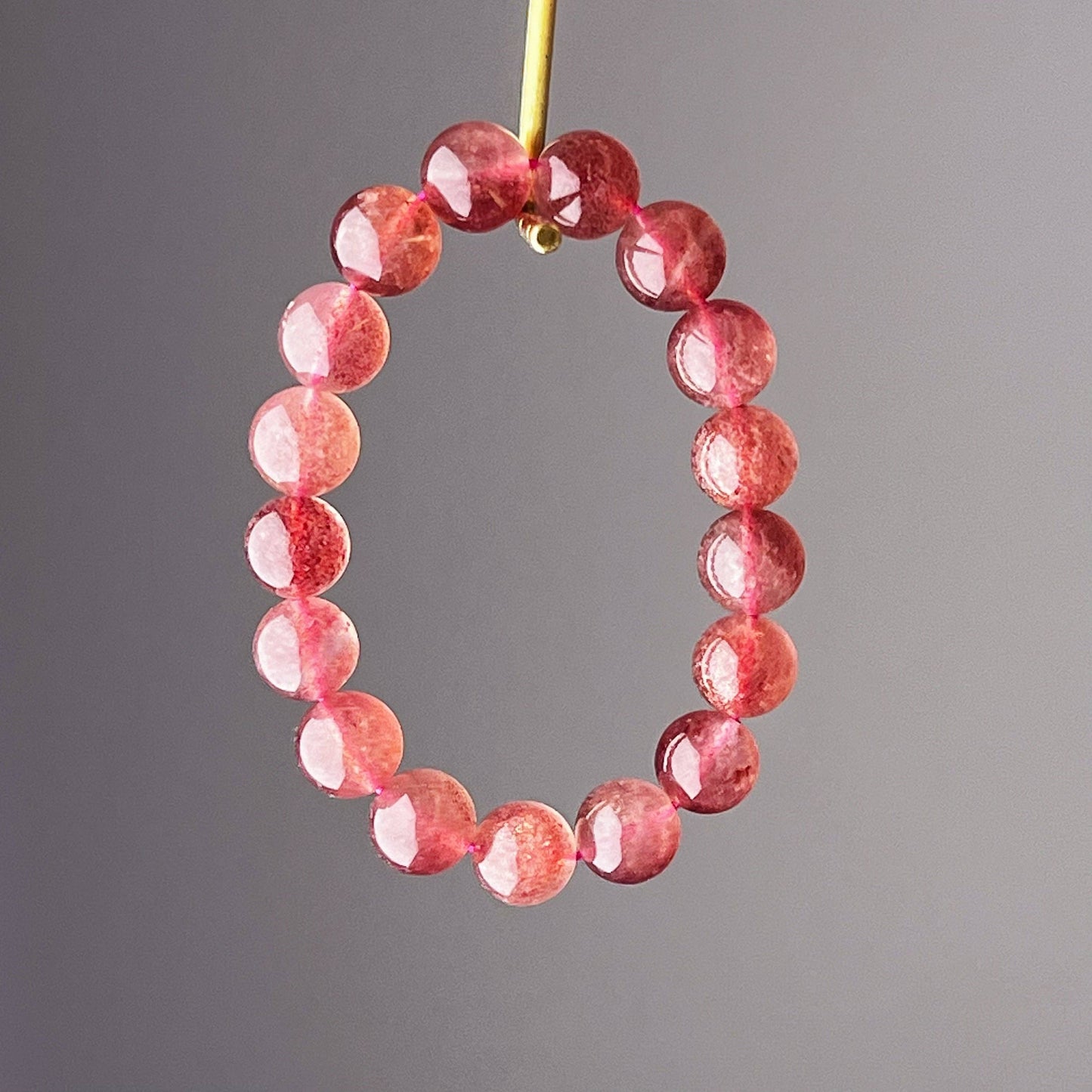 Ninaouity - Heart Chakra Natural Strawberry Quartz Crystal Bracelet