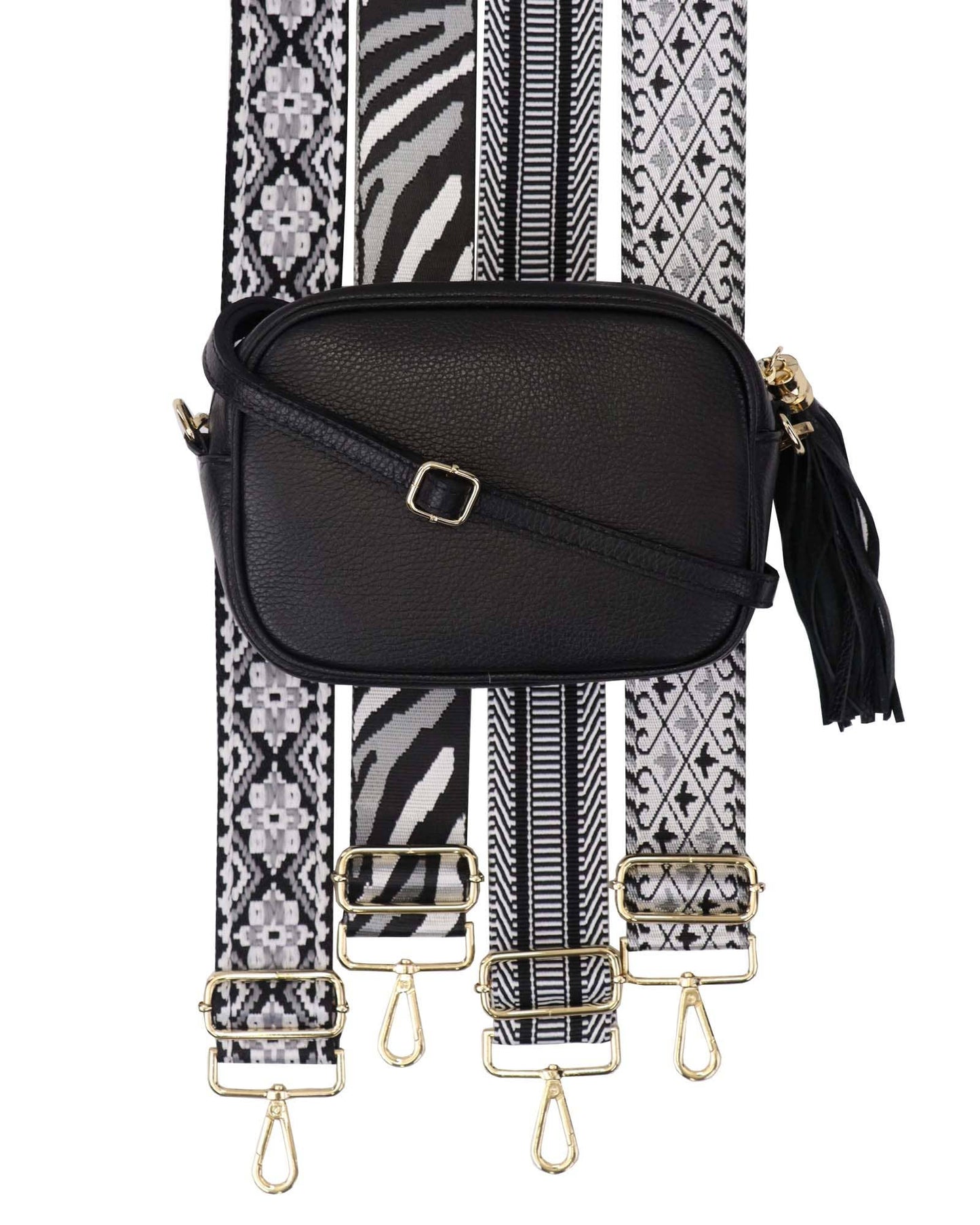 Cadenza Tassel Crossbody Leather Camera Bag: Navy