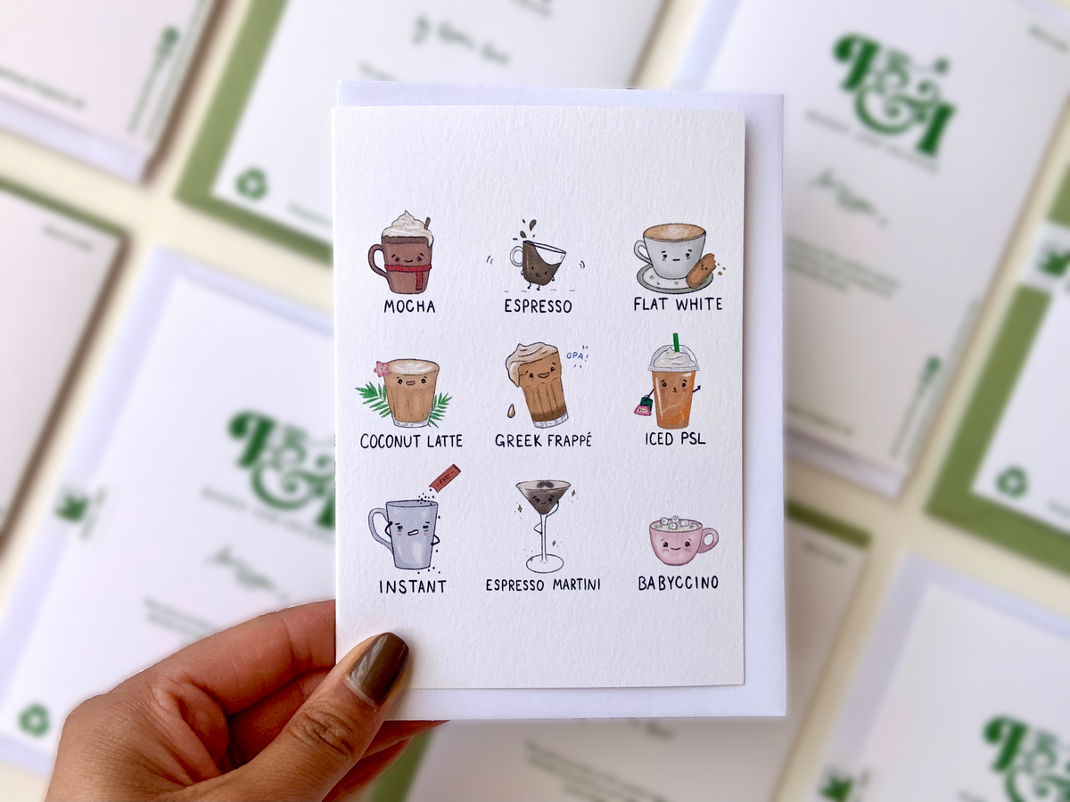 Honey & Incense - Types of Coffee - Puns Card | Cafe De Pun