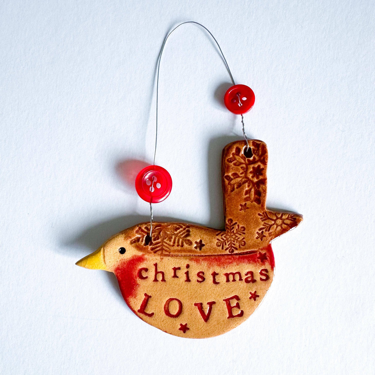 Handmade CHRISTMAS LOVE Robin Christmas Tree Decoration