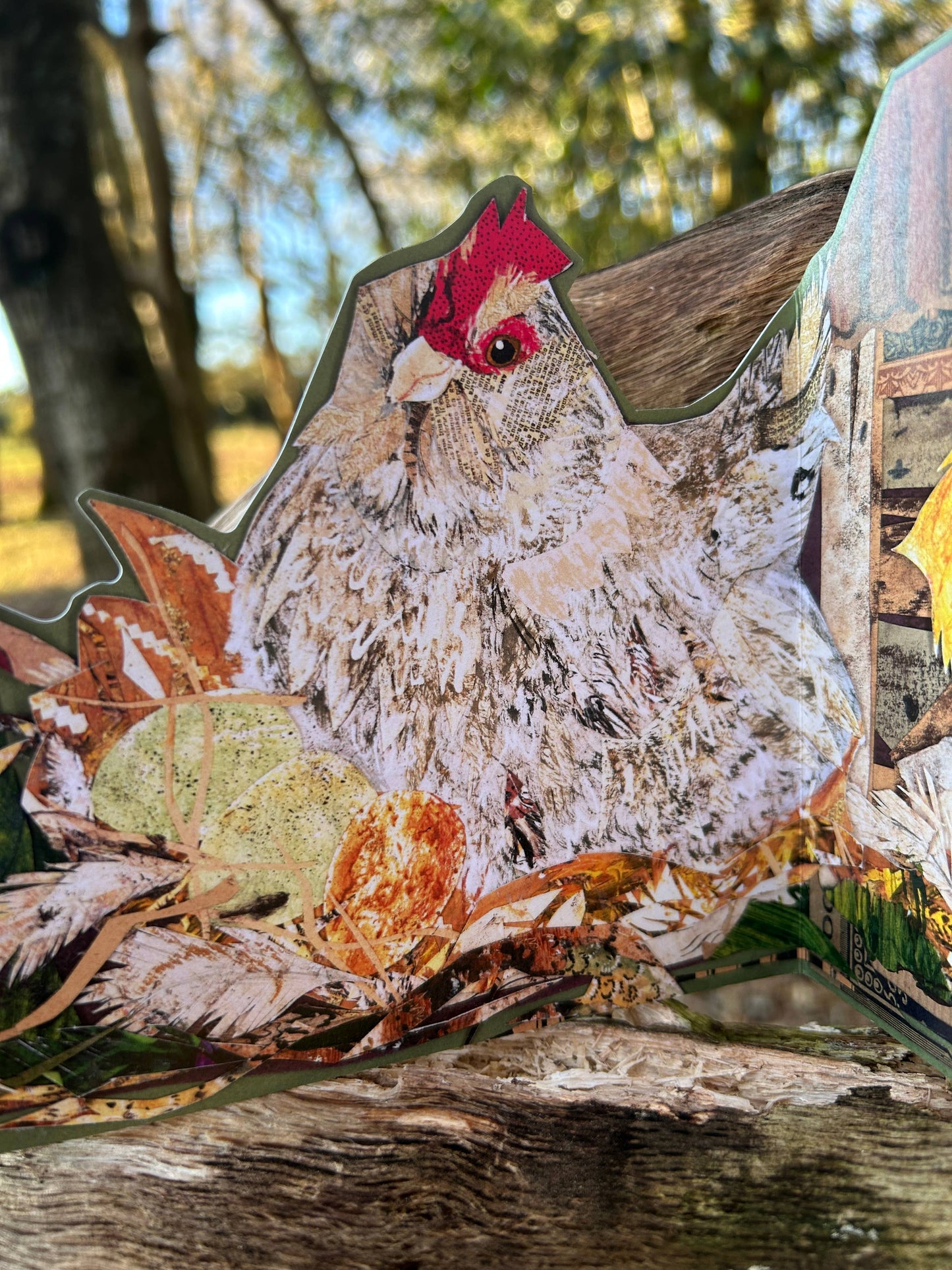 Clare O’Neill Artworks - Easter Hen die cut trifold  greeting card 
