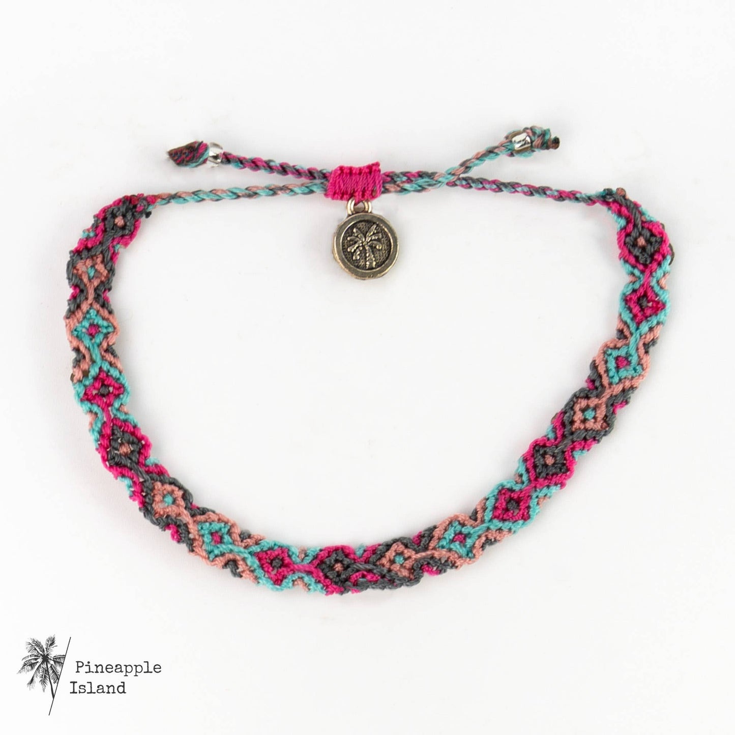 Pineapple Island - Leme Surf Bracelet, Braided Bracelet, by Pineapple Island: Pink & Brown - RIO-113