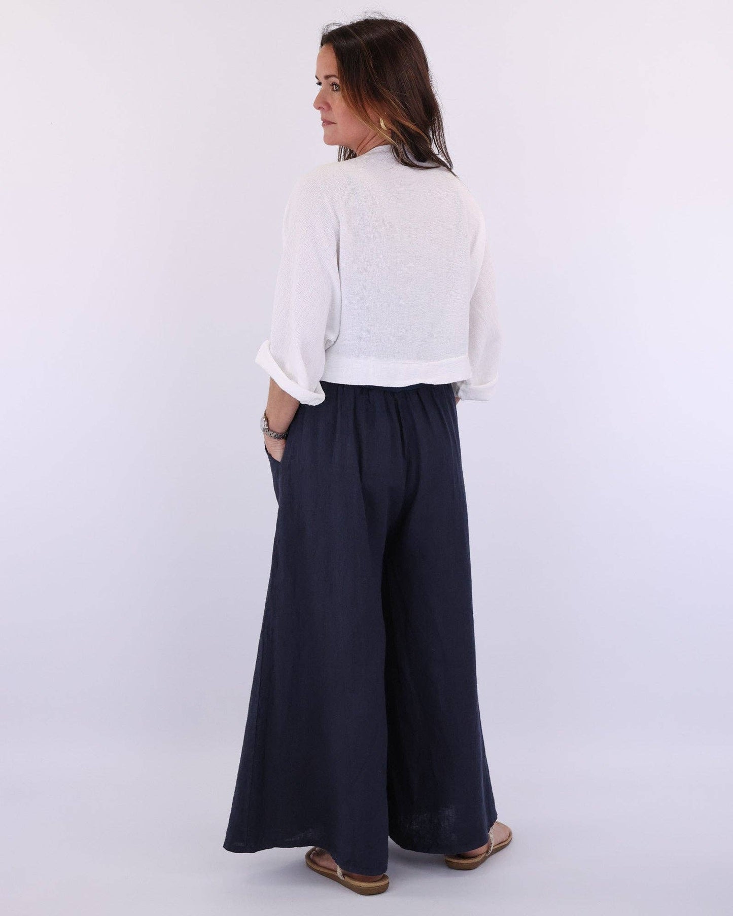 Linen and Cotton Blend Tie Front Jacket