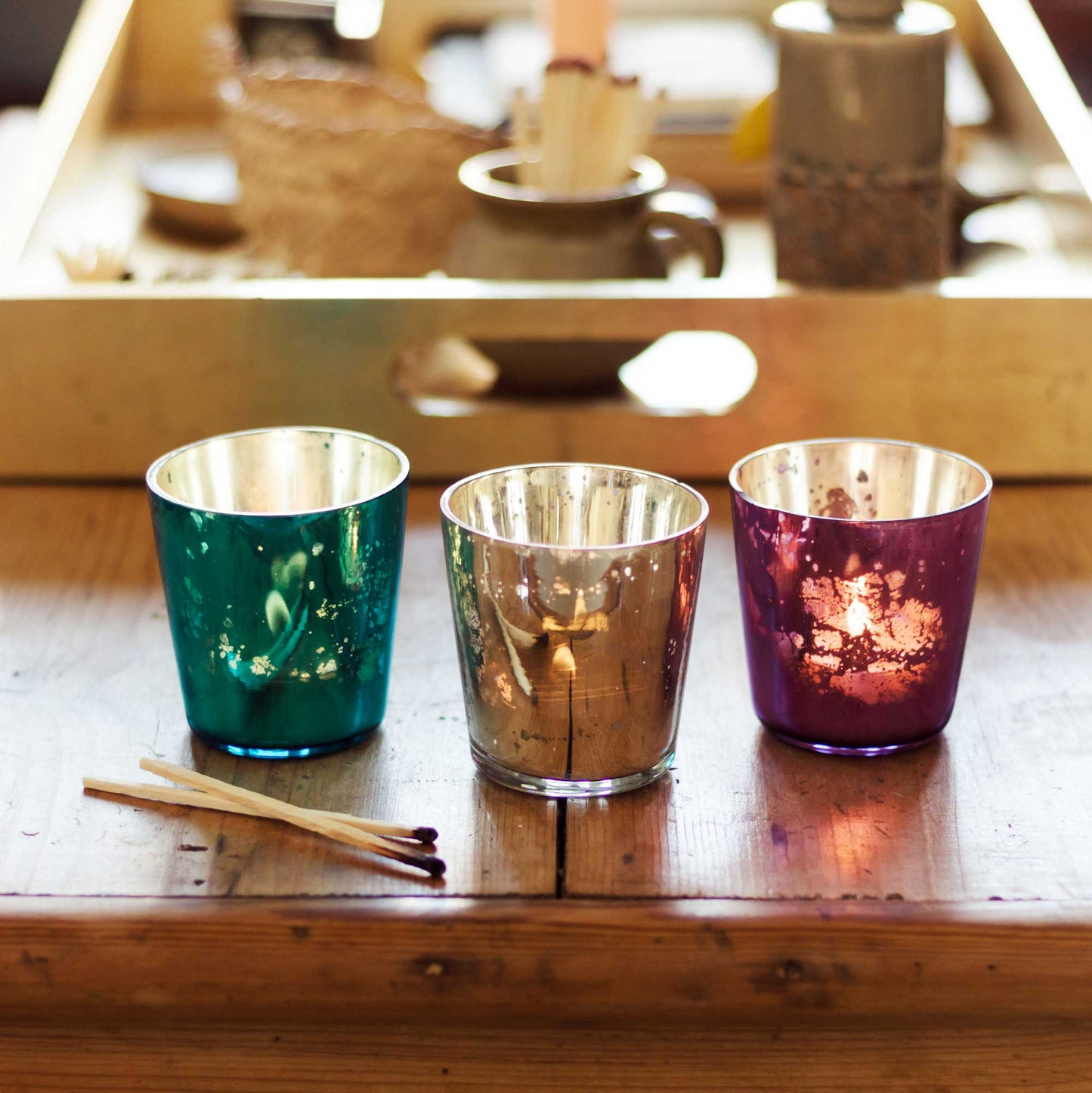 The Paper High Gift Company Limited - Set of Three Coloured Tea Light Glasses - Handmade