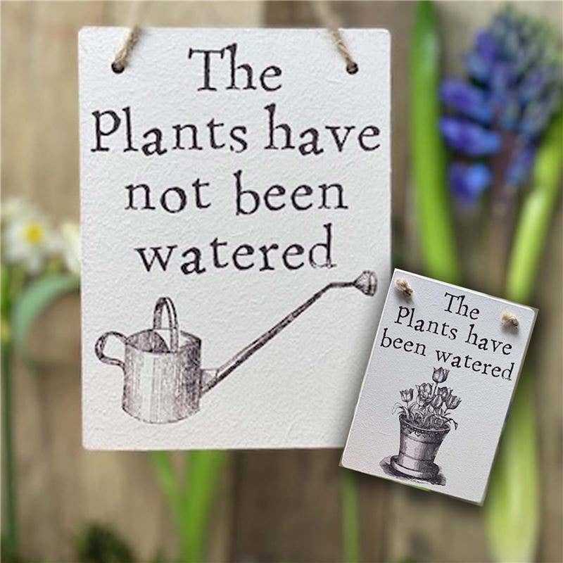 The Wooden Postcard Company - PLANTS WATERED/NOT WATERED Double-sided wooden sign