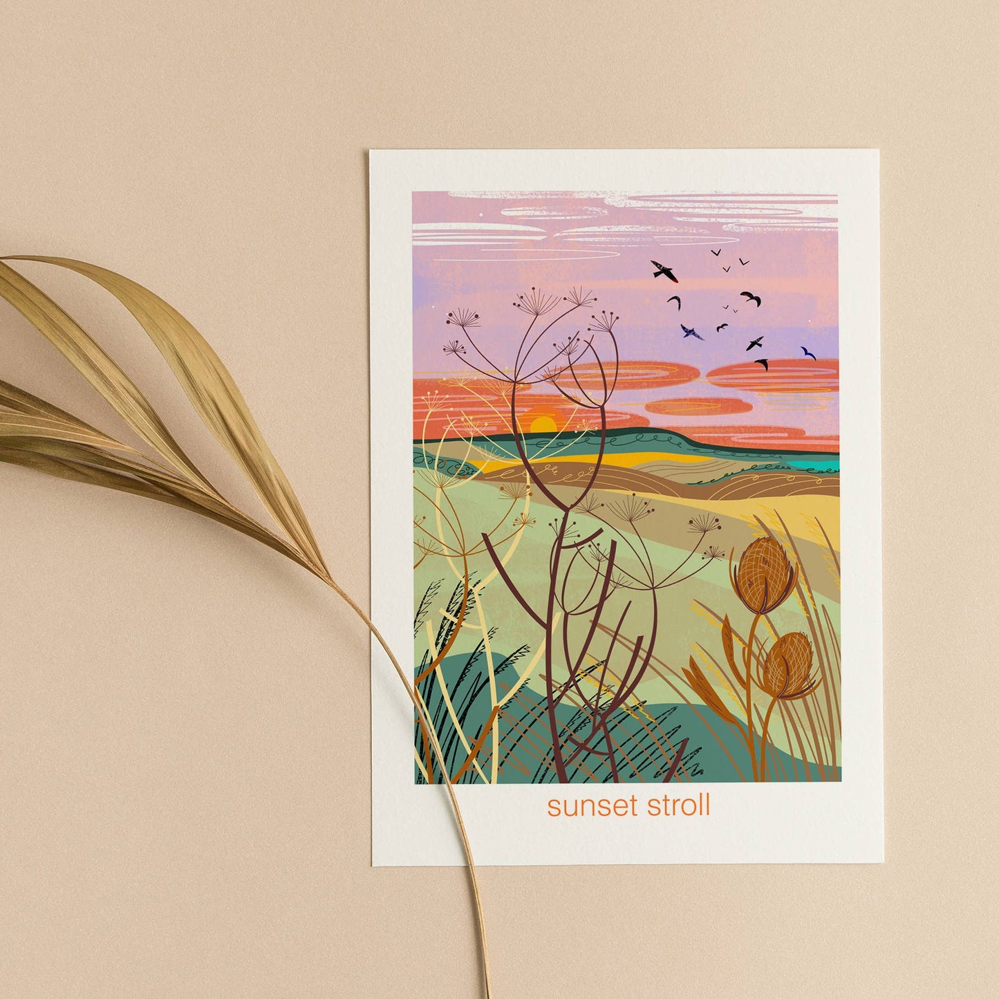 Sunset stroll let's go outside greeting card nature outdoor