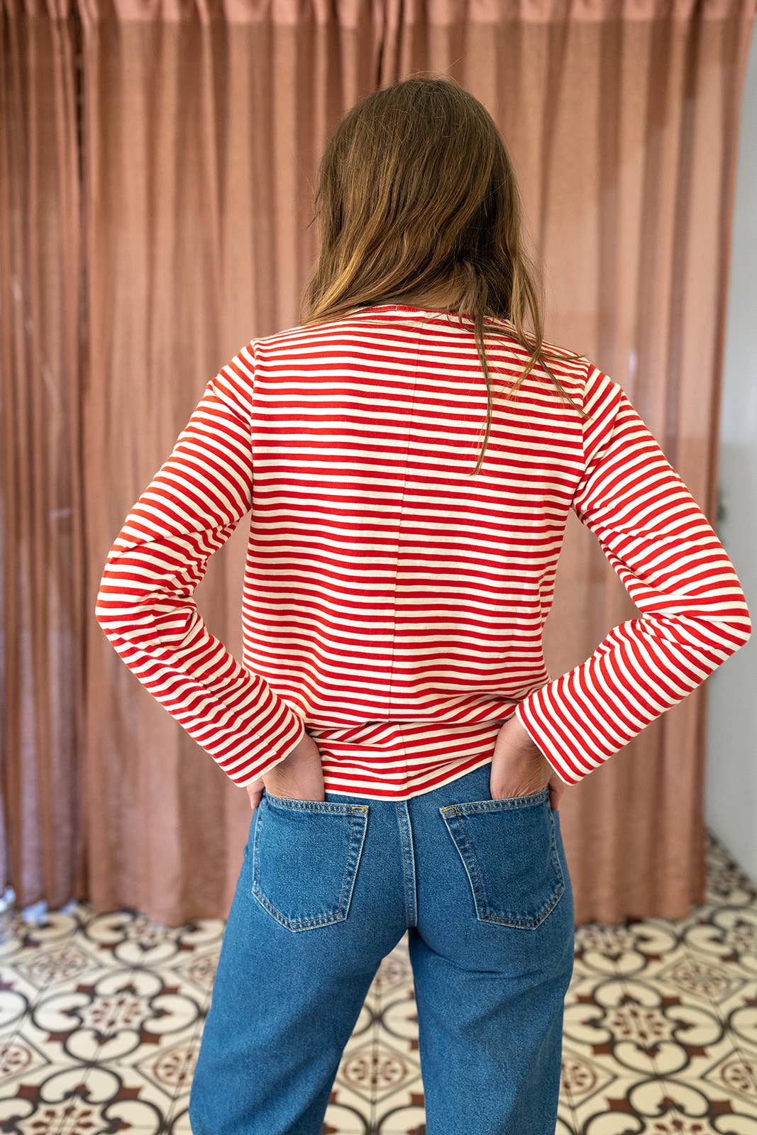 Ivy Sadie Slub Red/Ecru Stripe 100% Organic Cotton