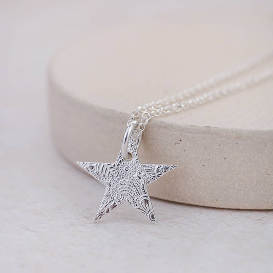 Lucy Kemp - Sterling Silver Large Textured Star Pendant