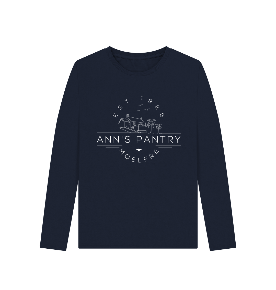 Navy Blue Ann's Pantry Long sleeved ladies top Logo 1