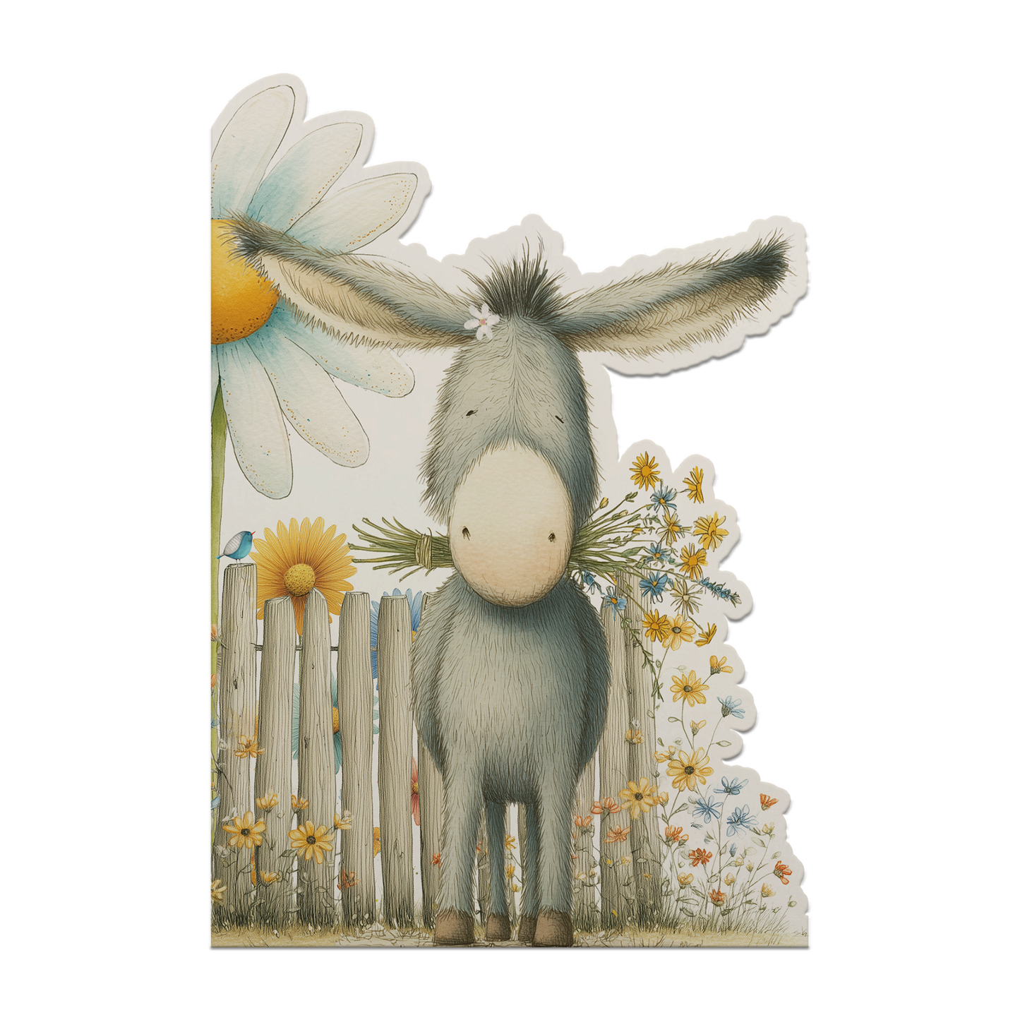 Farm Greeting Card, Die-cut: 'Daisy the Donkey'
