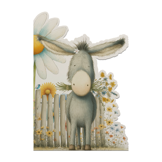 Farm Greeting Card, Die-cut: 'Daisy the Donkey'