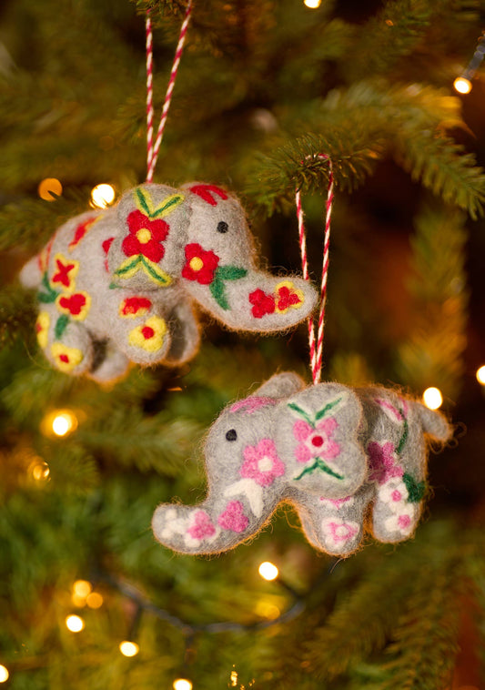 Namaste - Embroidered Felt Elephant Decoration