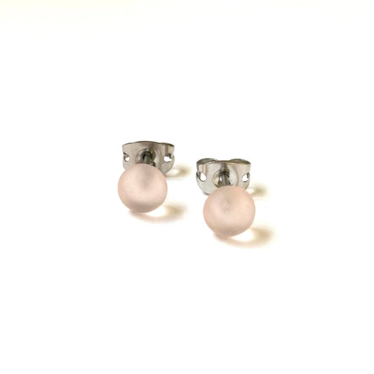 Helen Chalmers - Frosted Blush Handmade Glass Mini Stud Earrings