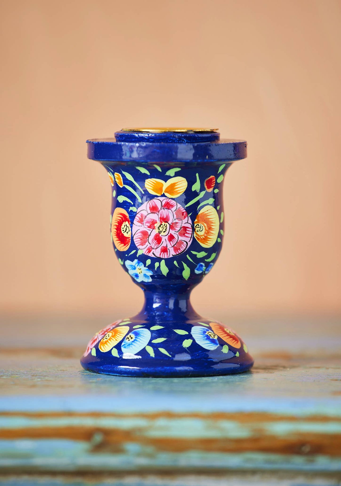 Namaste - Hand Painted Kashmiri Candlestick