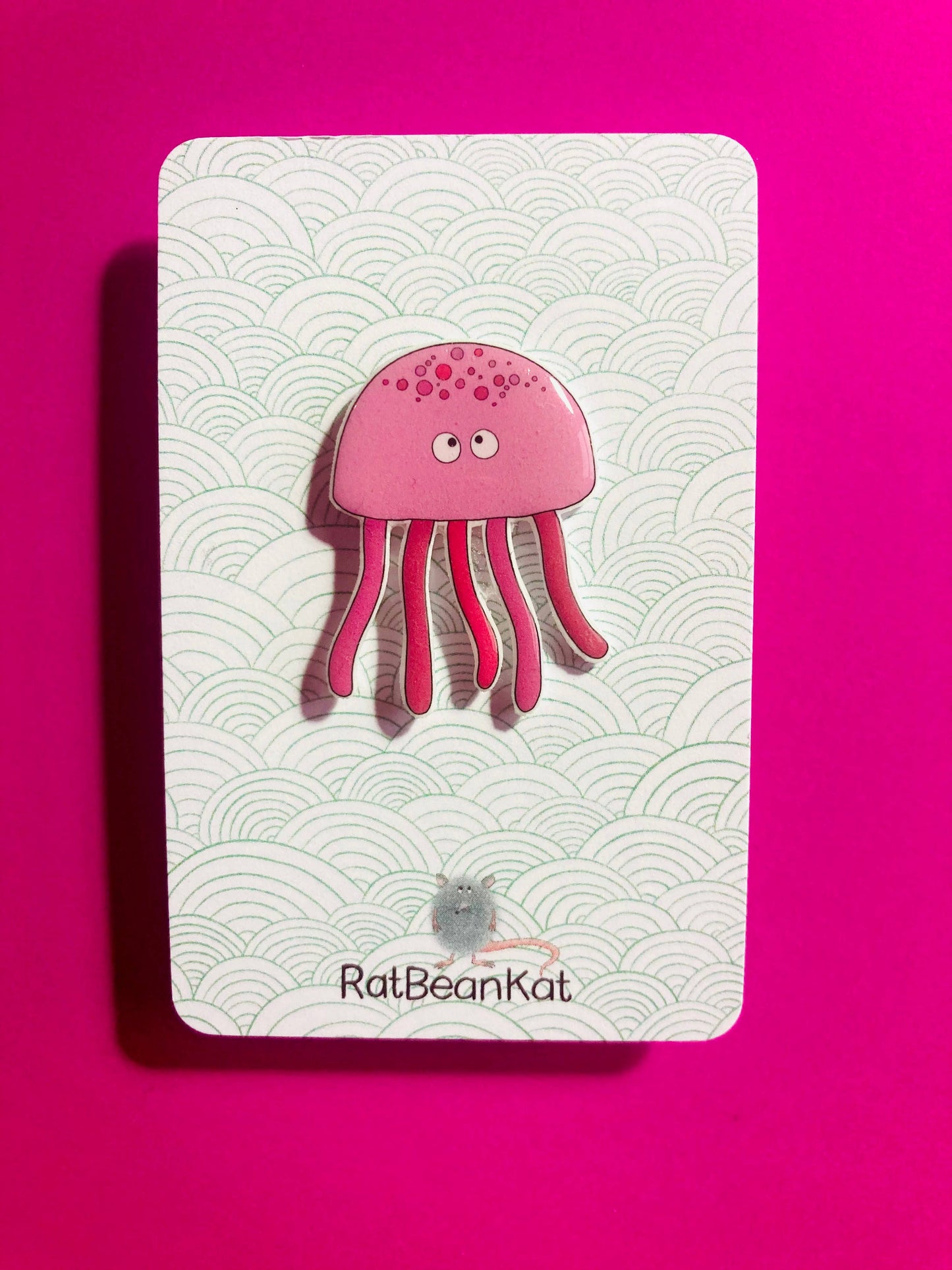 RatBeanCat - Little pink jellyfish pin badge