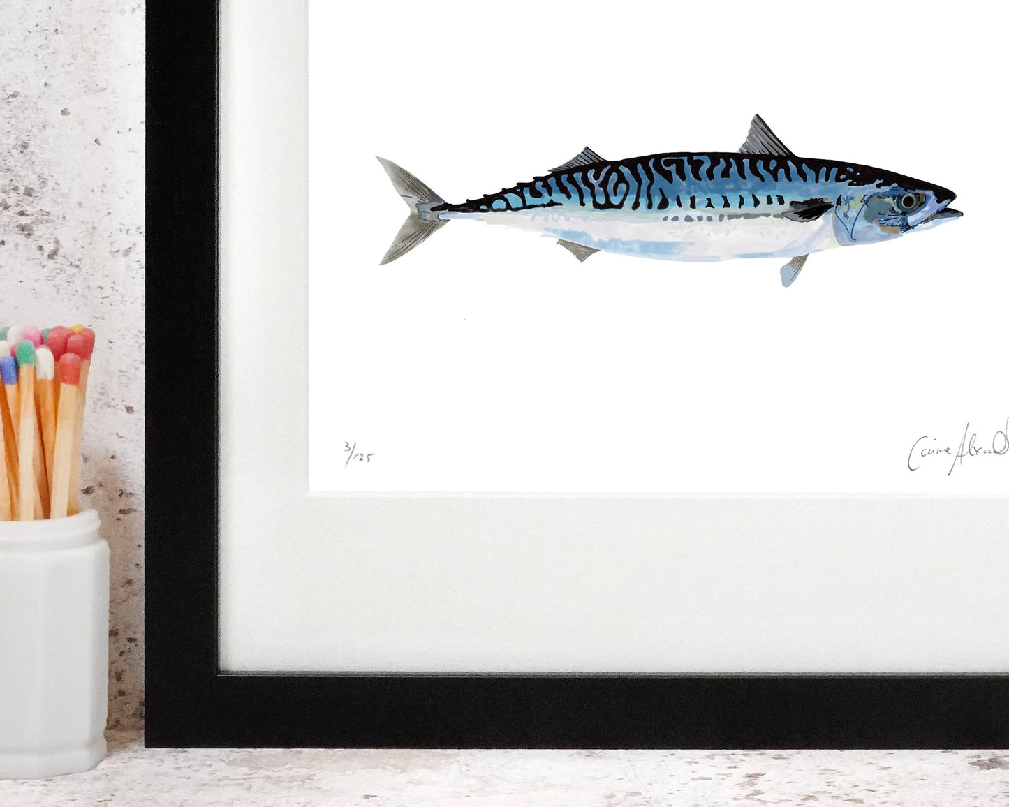 Mackerel Illustration - Framed Print - Bathroom/Kitchen Art