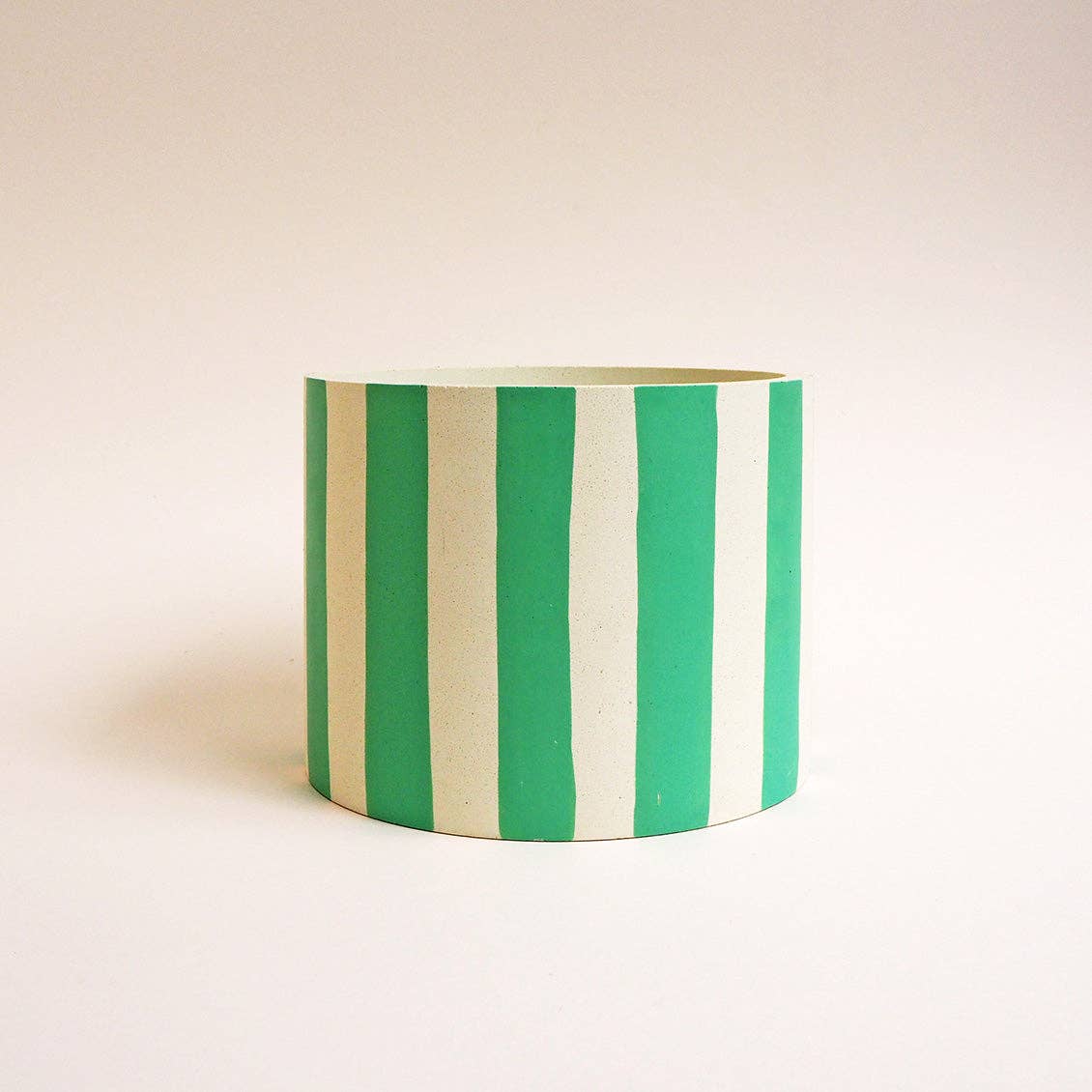 Hello Marilu Large Stripes or Squiggles Jesmonite Pot: Mint / Squiggles