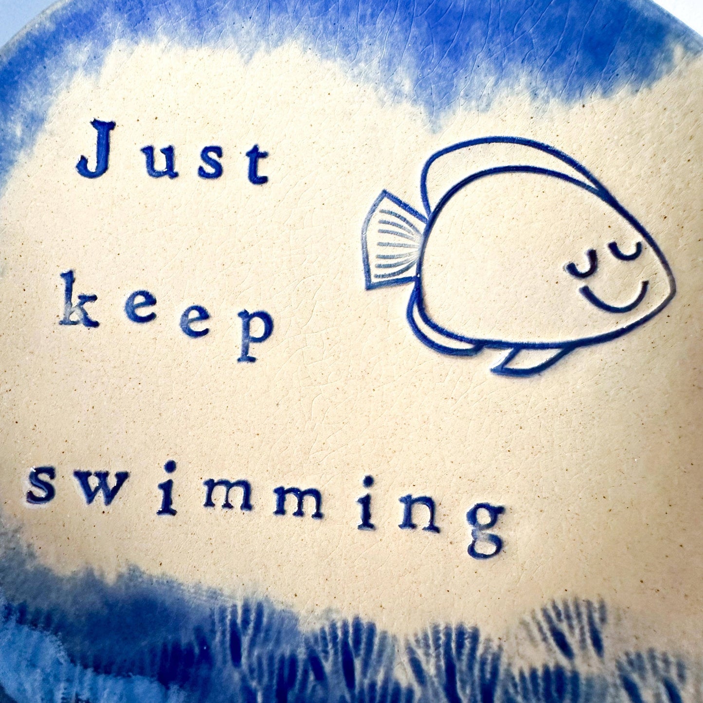 Just Keep Swimming - Ceramic Trinket Dish - Made in Wales