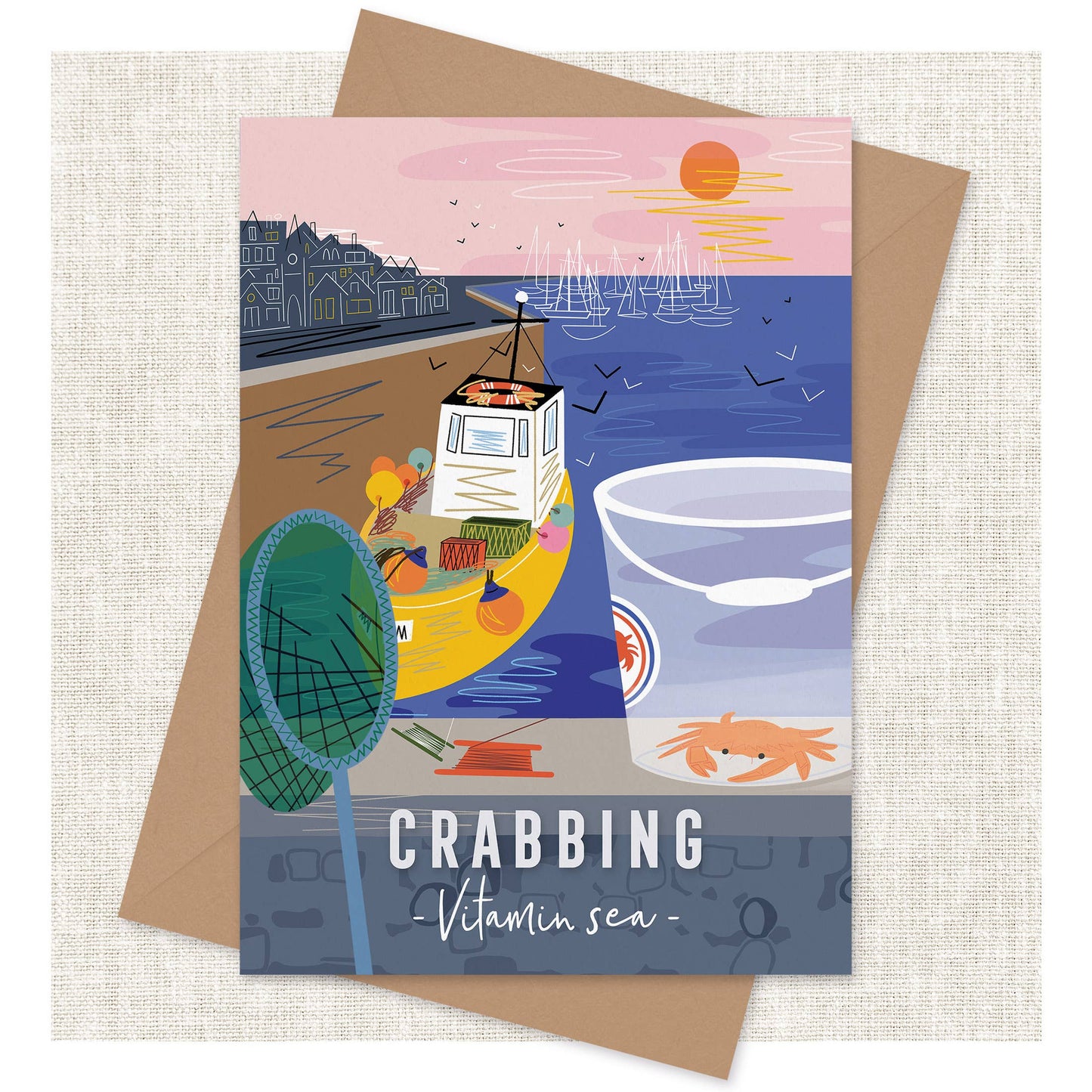 Onneke - Coastal card seaside greeting card crabbing greeting cards