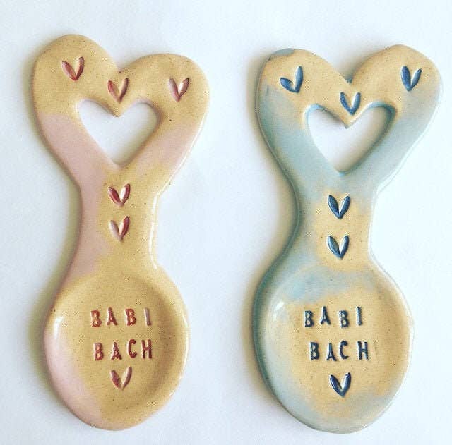Handmade Ceramic Welsh Love Spoon - Babi Bach Gift