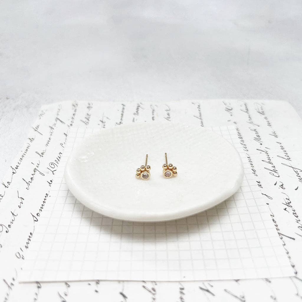 Paw Print Stud Earrings: Original Art in a Glass Dome
