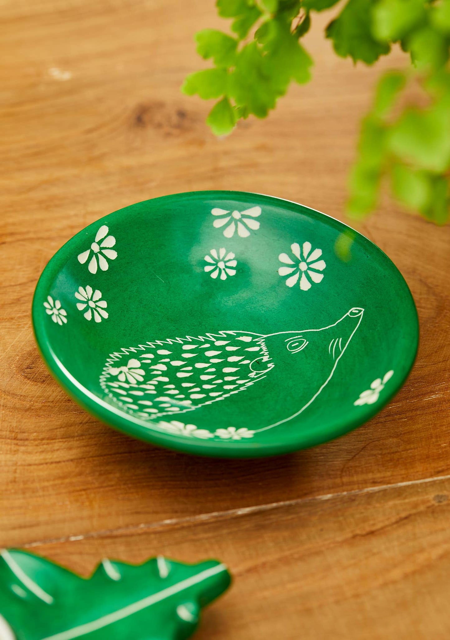 Namaste - Woodland Trinket Dish Hedgehog - Green