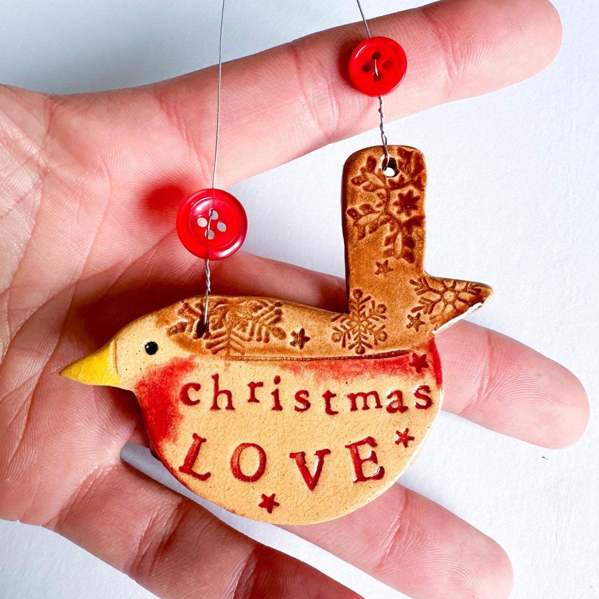 Handmade CHRISTMAS LOVE Robin Christmas Tree Decoration
