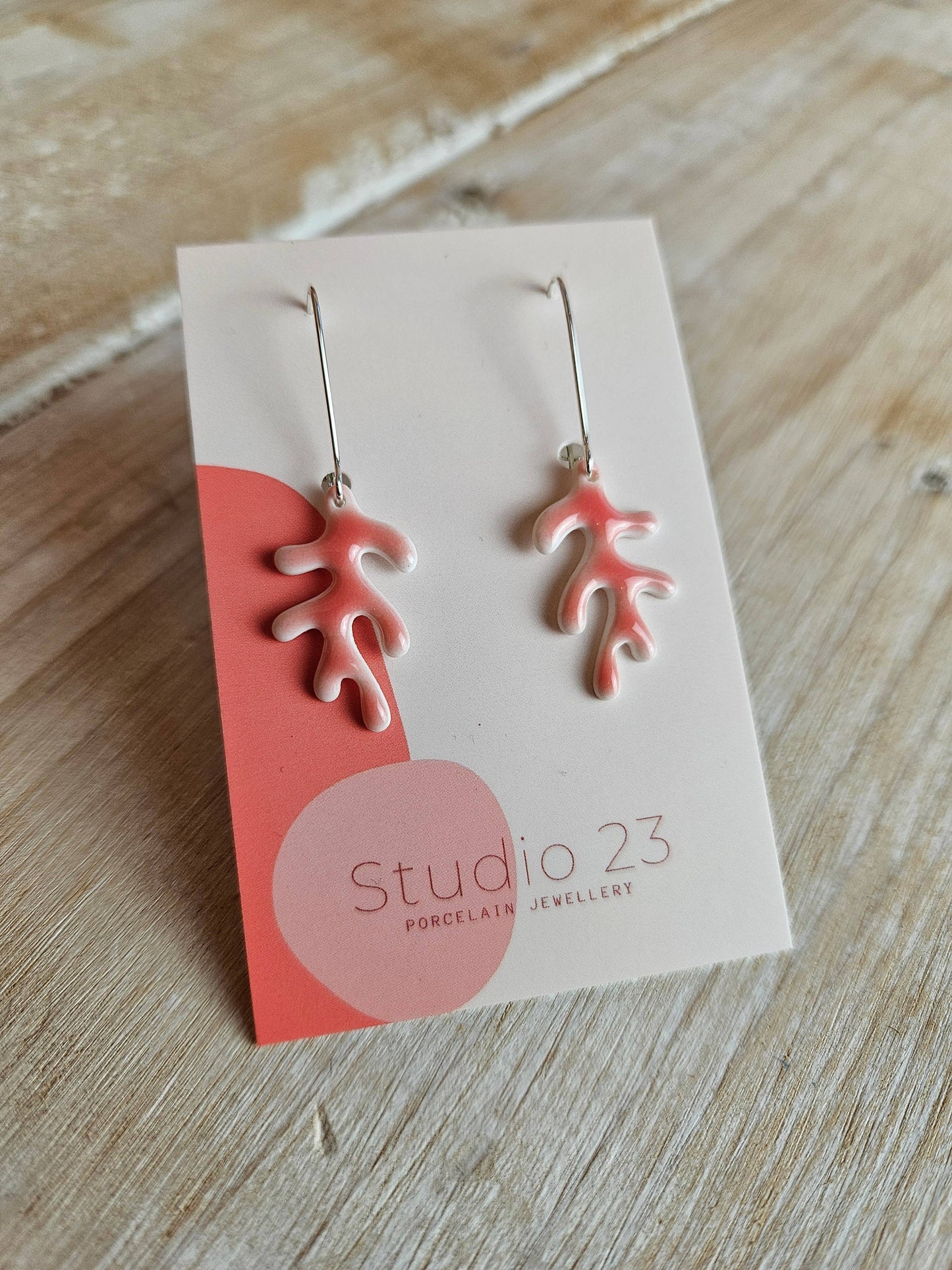 Studio 23 Ceramics - Drop Coral Earring Pair