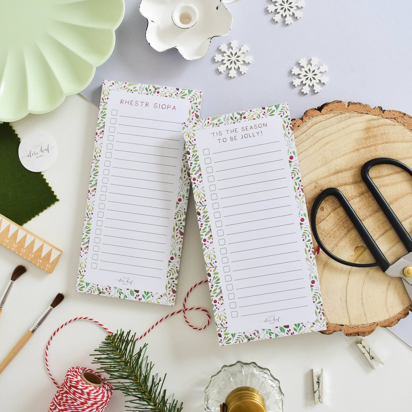 Welsh Festive Shopping List Notepad - Rhestr Siopa: No magnetic strip