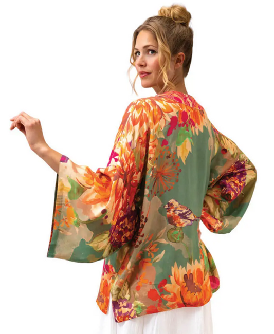 Powder Designs Birds and Blooms Kimono Jacket - sage