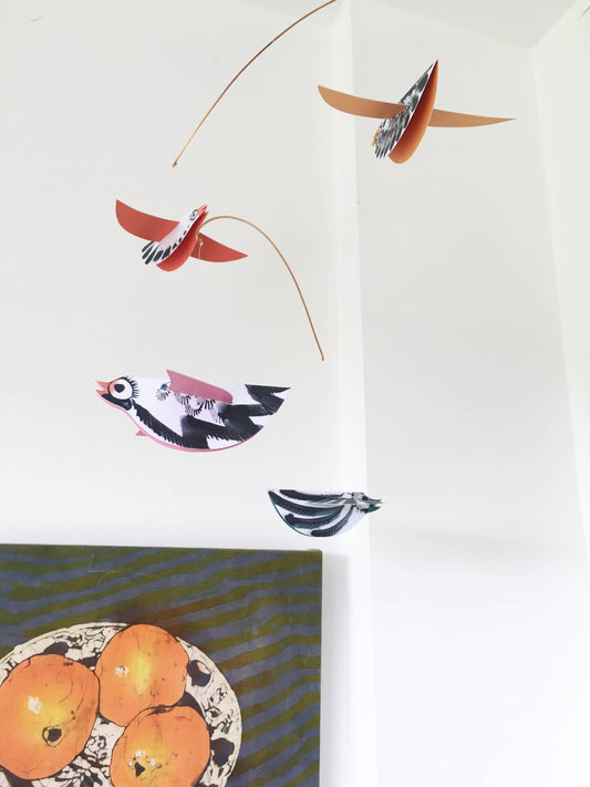 Esther Kent Design - Handmade Black & White Colour Belly Birds Mobile