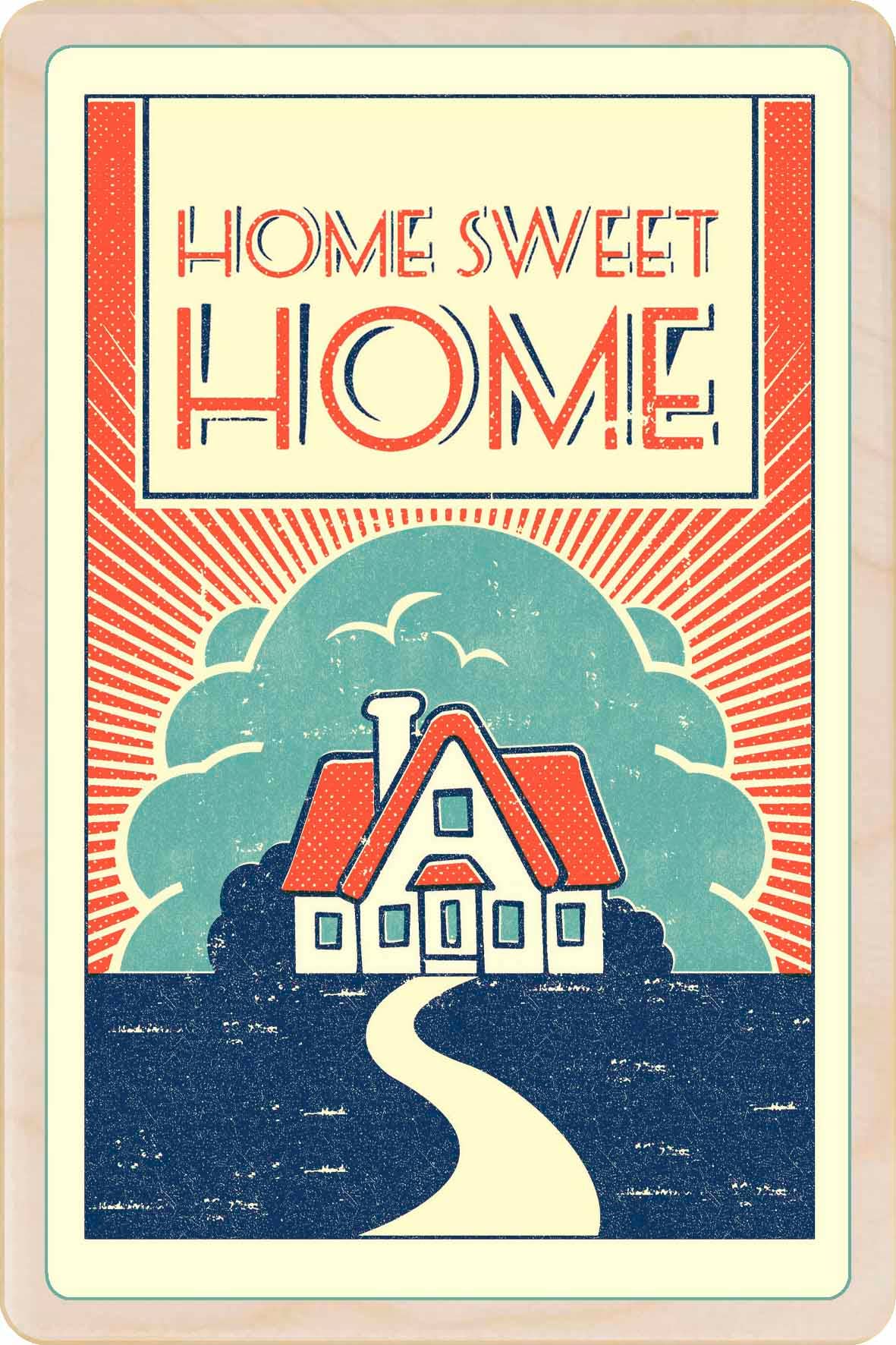 The Wooden Postcard Company HOME SWEET HOME sustainable wooden postcard