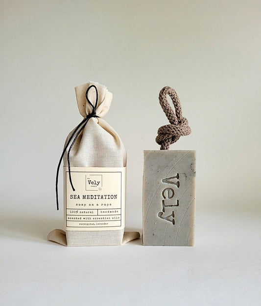 The Vely Soapery - Natural Handmade Soap On A Rope "Sea Meditation" 