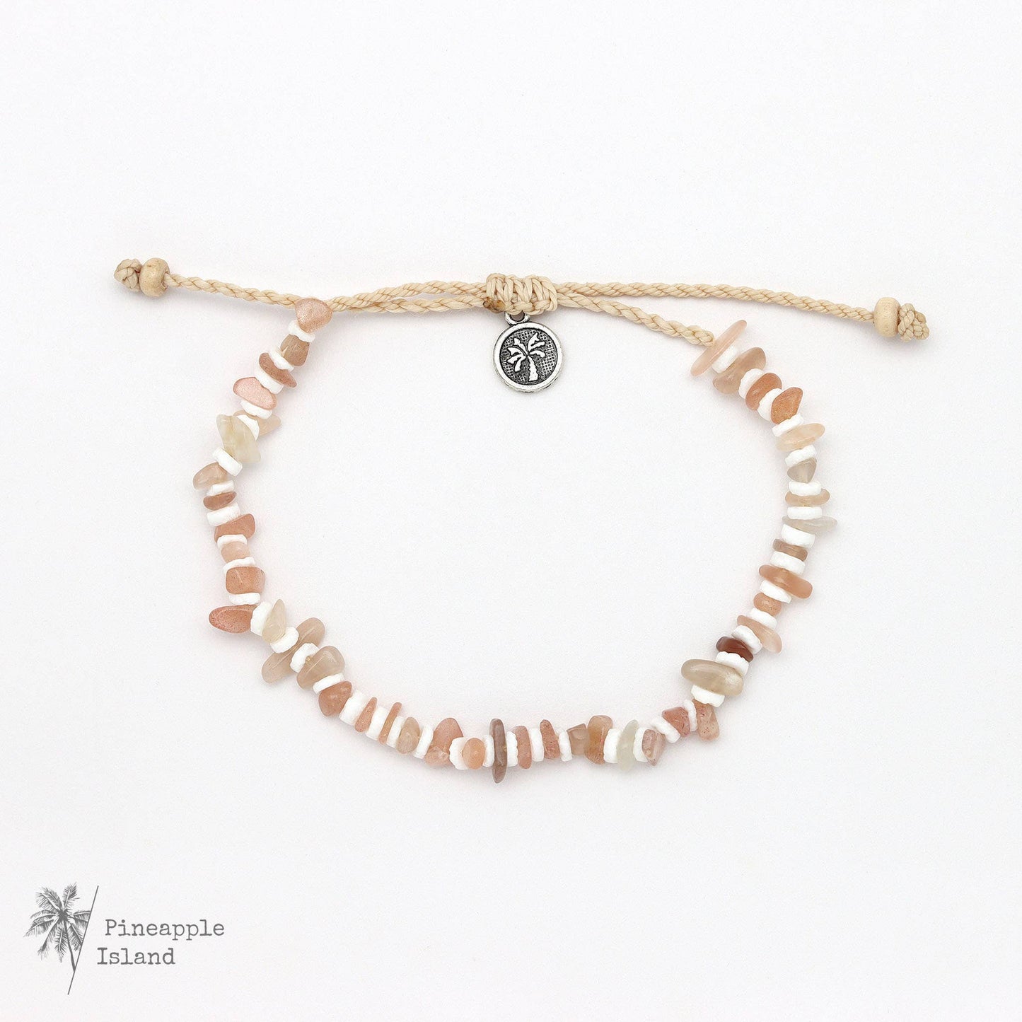 Pineapple Island - Dunes Stone Beaded Anklet, Surf Jewelry: Natural Tones