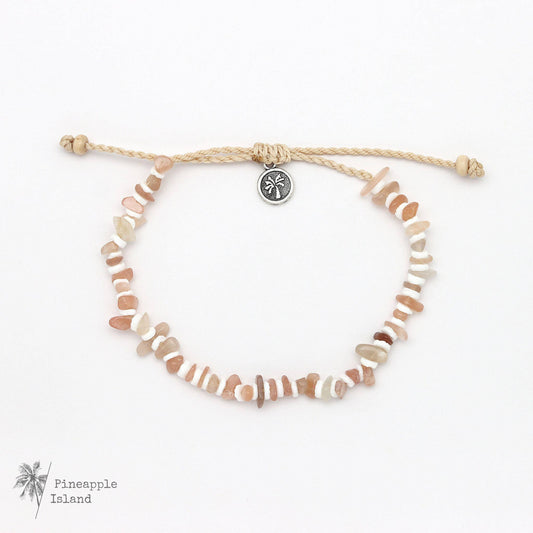 Pineapple Island - Dunes Stone Beaded Anklet, Surf Jewelry: Natural Tones