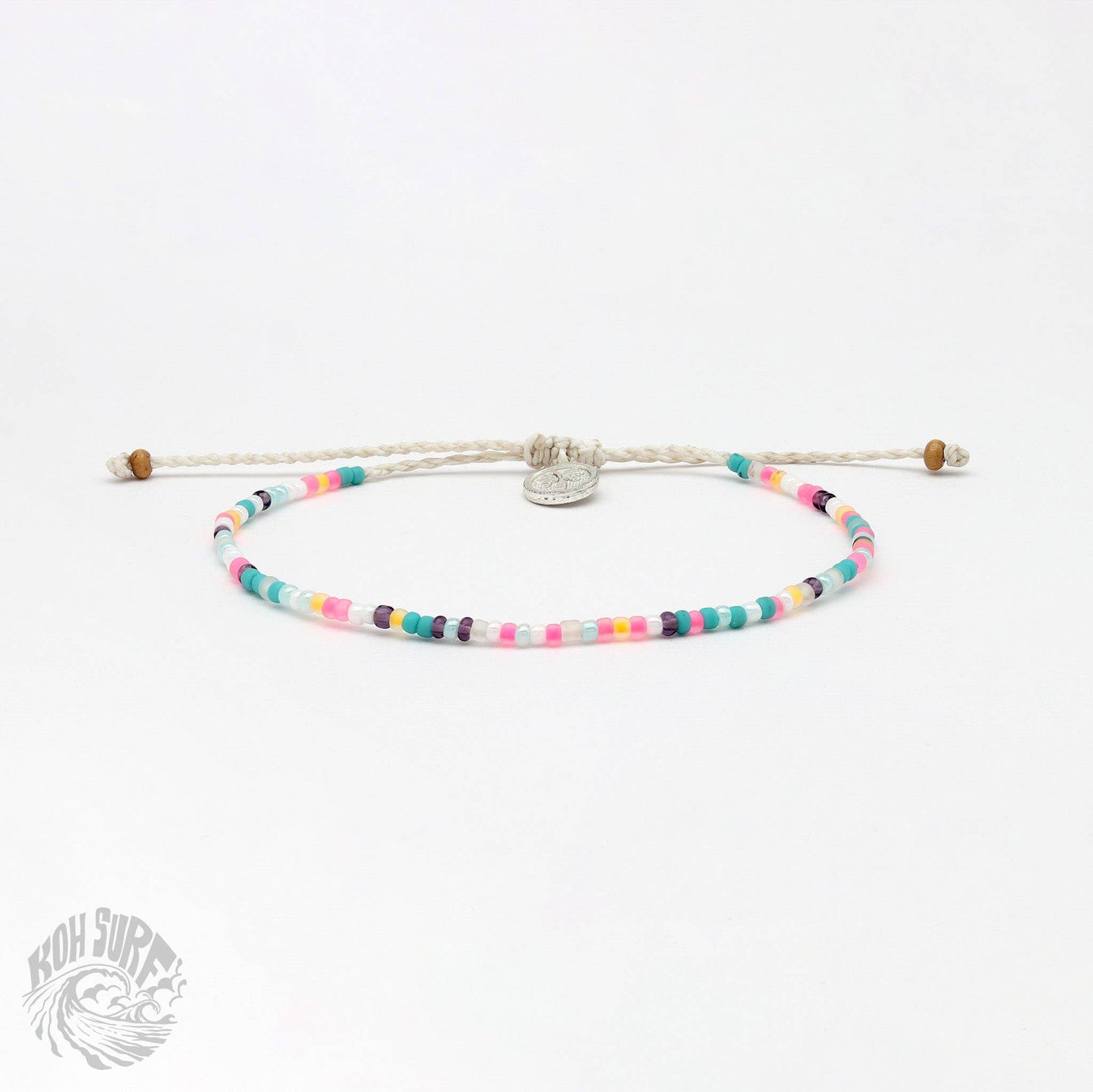 Pineapple Island -  Alila Dainty Beaded Anklet, Beach Anklet by Koh Surf: Cream & Blue