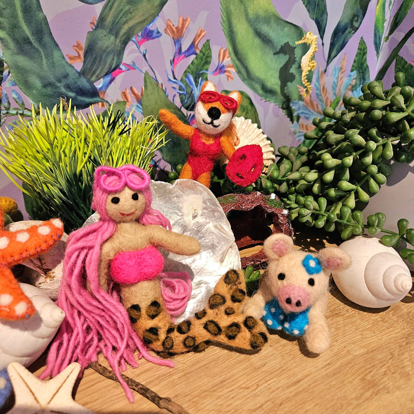 Handmade Felt Lexi Leopard Print Mermaid Hanging Decoration