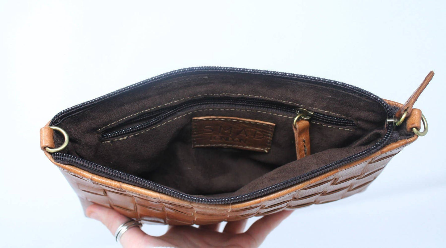 Alex Woven Tan Leather Crossbody & Clutch Bag