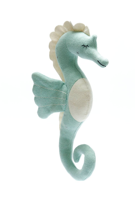 Best Years Ltd - Seahorse Soft Toy, Tactile Knitted Organic Cotton Sea Green