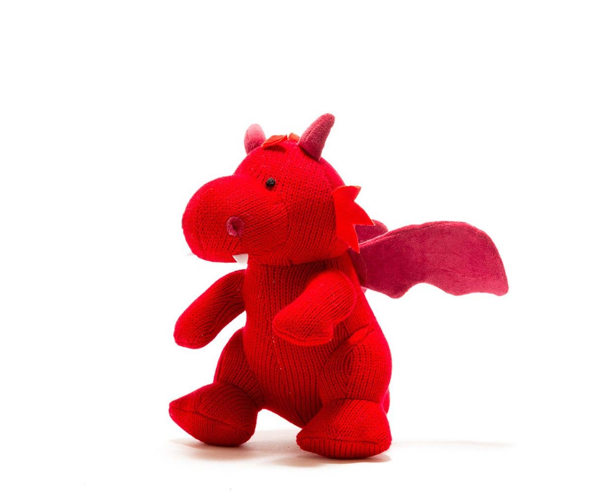 Red Dragon Baby Rattle, Knitted
