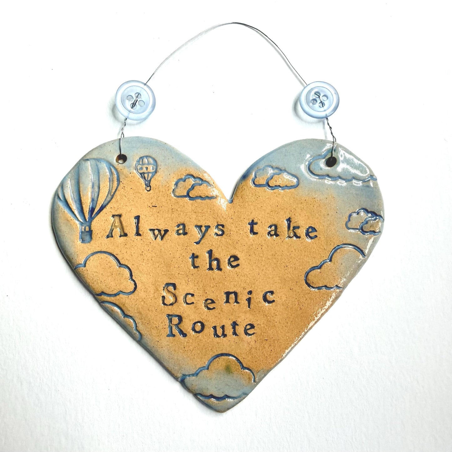 Scenic Route Ceramic Heart Plaque - Made in Wales